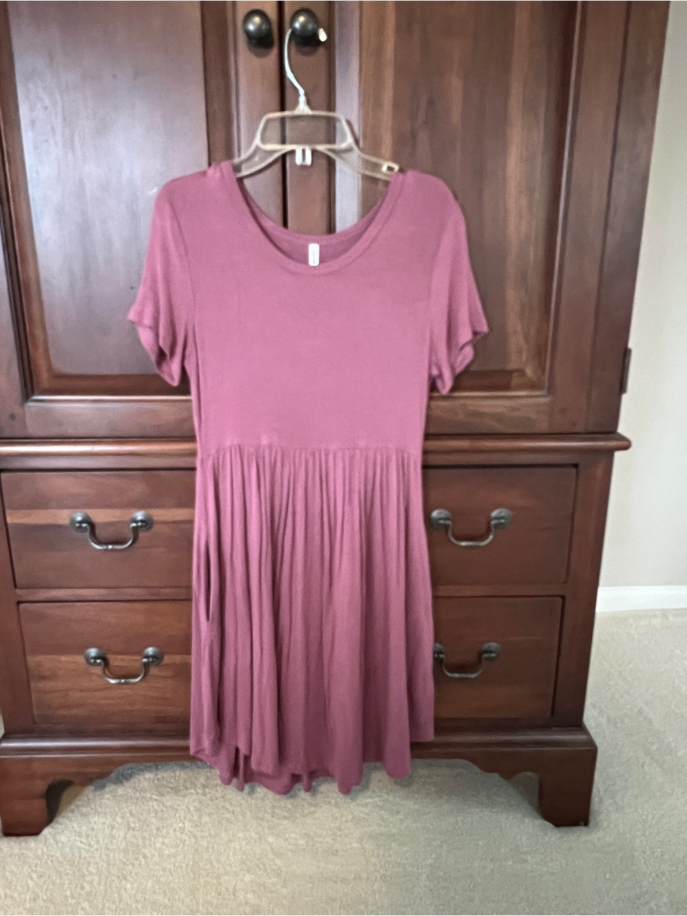 Women’s Short Sleeve Mini Dress in Mauve Pink